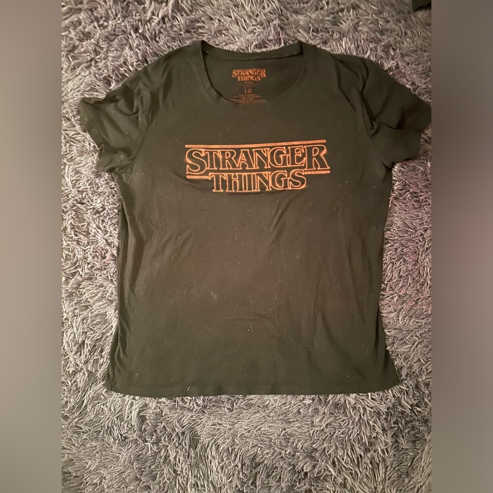 black stranger things tshirt, size large, hardly worn
